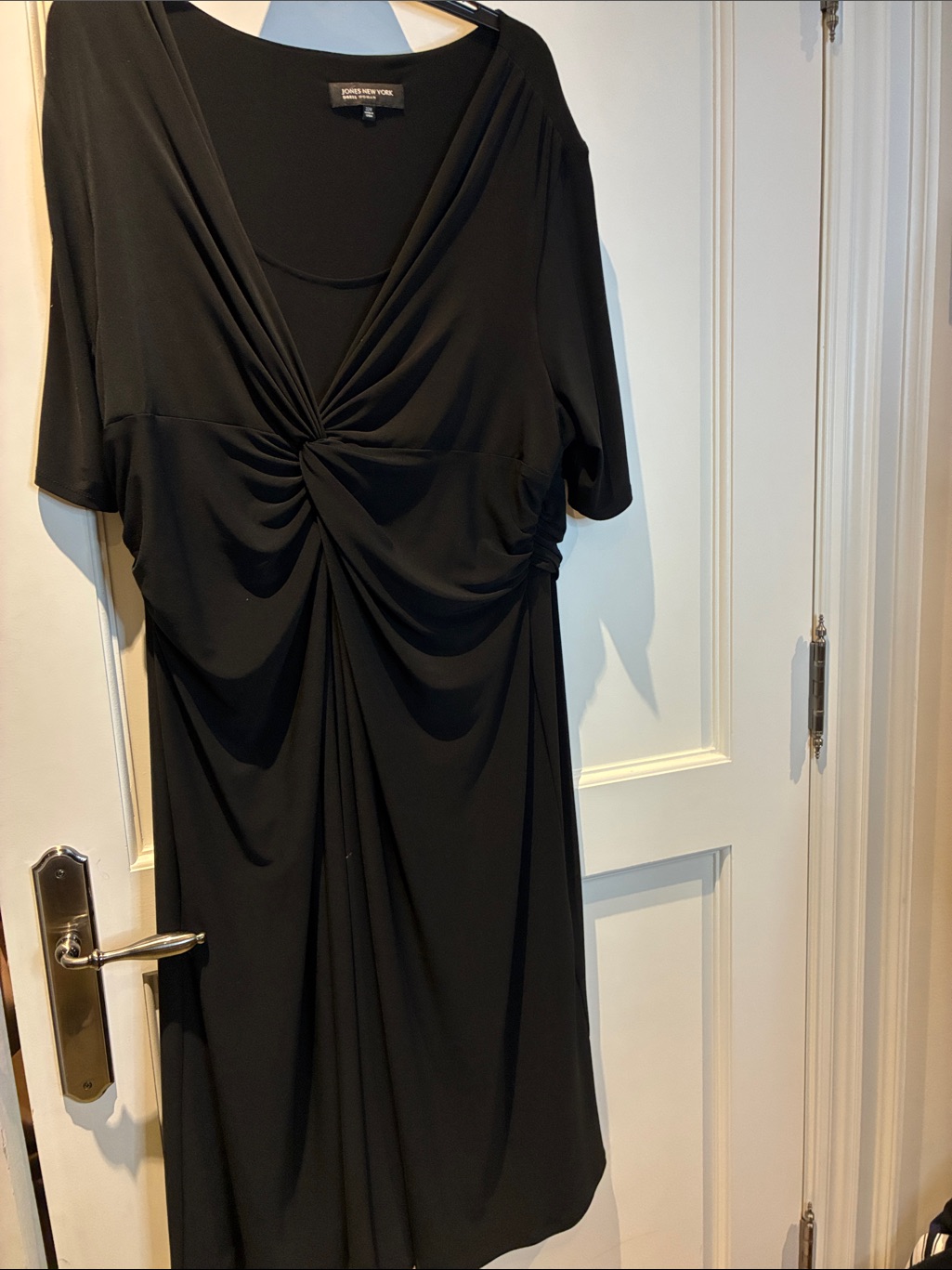 Jones New York Black Twist-Front Draped Dress